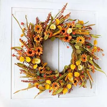 Idyllic 20 Inches Harvest Fall Wreath - Autumn Décor