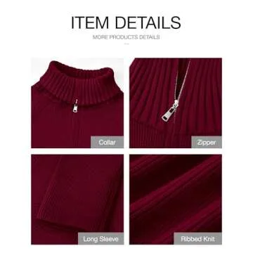 BTFBM Women’s Casual Long Sleeve Half Zip Pullover Sweaters Solid V Neck Collar Ribbed Knitted Loose Slouchy Jumper Tops(Solid Wine Red, Medium)