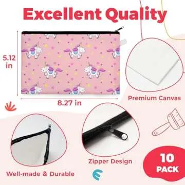 Joyclub 10 Pack DIY Sublimation Makeup Bags for Travel