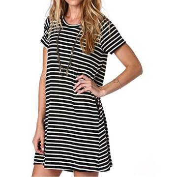 Alaster Queen Women's Casual Summer T Shirt Dress Loose Short Sleeve Tunic Dress with Pocket for Women