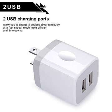USB Wall Charger 2 Port Fast Charging Adapter 4-Pack