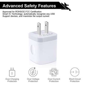 USB Wall Charger 2 Port Fast Charging Adapter 4-Pack
