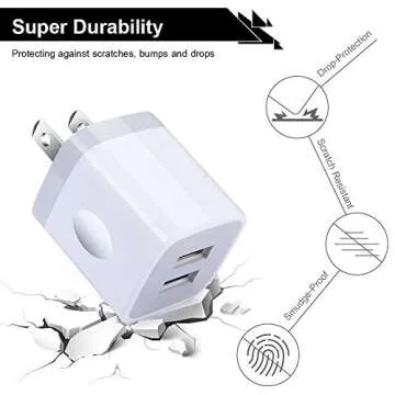 USB Wall Charger 2 Port Fast Charging Adapter 4-Pack