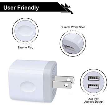 USB Wall Charger 2 Port Fast Charging Adapter 4-Pack