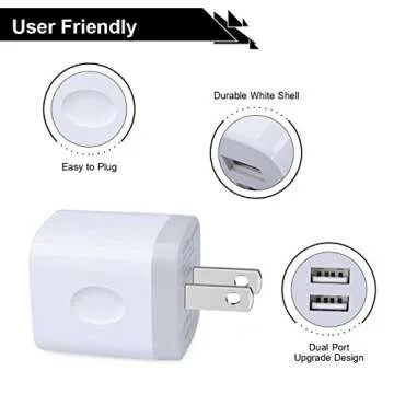 USB Wall Charger 2 Port Fast Charging Adapter 4-Pack