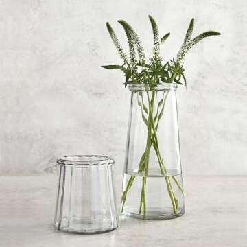 47th & Main Ridged Glass Flower Vase for Stylish Decor