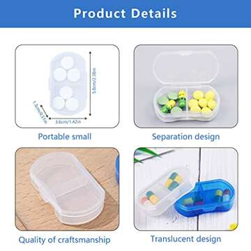 Pill Case for Purse Small 4PCS Pill Organizer Portable Travel Daily Pill Containers AM & PM Mini Pill Box Vitamin, Fish Oil, Supplement Holder (4 PCS, White)