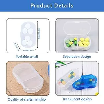 Pill Case for Purse Small 4PCS Pill Organizer Portable Travel Daily Pill Containers AM & PM Mini Pill Box Vitamin, Fish Oil, Supplement Holder (4 PCS, White)