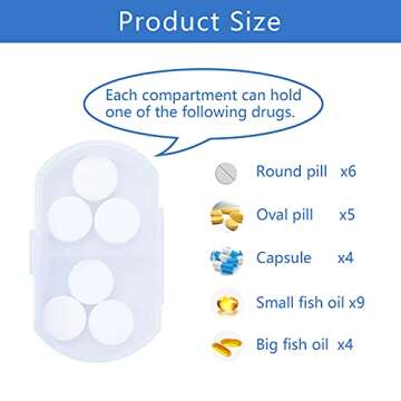 Pill Case for Purse Small 4PCS Pill Organizer Portable Travel Daily Pill Containers AM & PM Mini Pill Box Vitamin, Fish Oil, Supplement Holder (4 PCS, White)