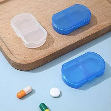 Pill Case for Purse Small 4PCS Pill Organizer Portable Travel Daily Pill Containers AM & PM Mini Pill Box Vitamin, Fish Oil, Supplement Holder (4 PCS, White)