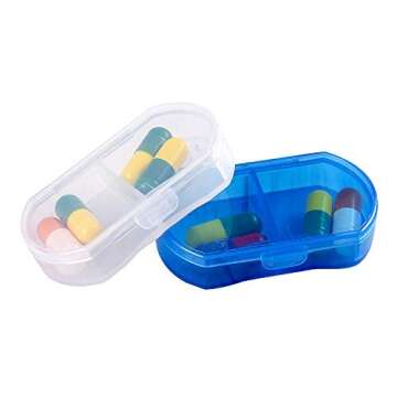 Pill Case for Purse Small 4PCS Pill Organizer Portable Travel Daily Pill Containers AM & PM Mini Pill Box Vitamin, Fish Oil, Supplement Holder (4 PCS, White)