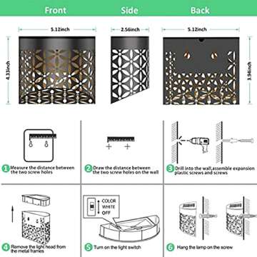 TIJNN Solar Deck Lights-2 Pack IP65 Waterproof, LED Landscape Lighting Solar Outdoor Light Solar Garden Light, Patio, Backyard, Patio - Iron black