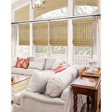 CHICOLOGY Bamboo Roman Shades - Customer Favorite Light Filtering Blinds for Windows, Premium Quality, Ideal for Home, Deer Brown, 36" W X 64" H