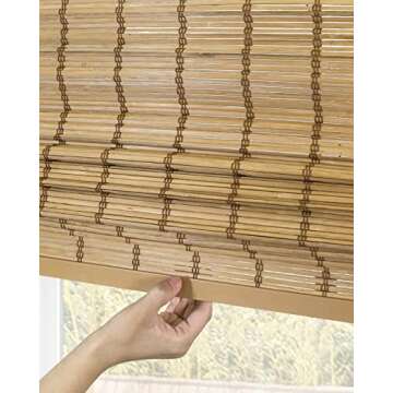 CHICOLOGY Bamboo Roman Shades - Customer Favorite Light Filtering Blinds for Windows, Premium Quality, Ideal for Home, Deer Brown, 36" W X 64" H