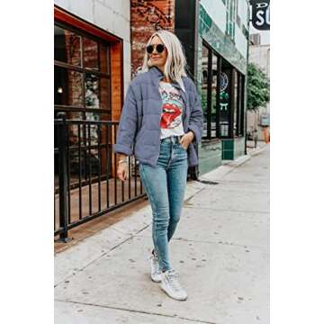 ETCYY Women's Causal Lightweight Quilted Jackets Long Sleeve Oversized Warm Winter Zip Up Coat with Pockets