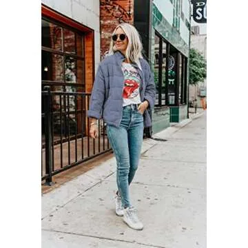 ETCYY Women's Causal Lightweight Quilted Jackets Long Sleeve Oversized Warm Winter Zip Up Coat with Pockets