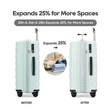 GinzaTravel PP material 2-piece expandable luggage sets with Spinner Wheels， Suitcase with TSA Loc...