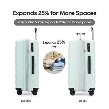 GinzaTravel PP material 2-piece expandable luggage sets with Spinner Wheels， Suitcase with TSA Loc...