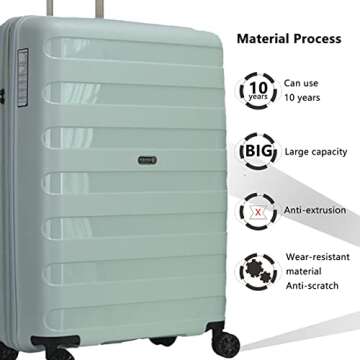 GinzaTravel PP material 2-piece expandable luggage sets with Spinner Wheels， Suitcase with TSA Lock，Large Luggage for Family Travel carry on 20+28，Azure water color