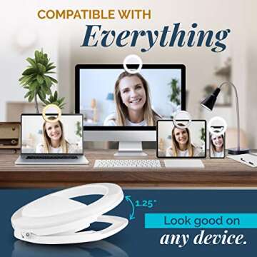 GearLight Selfie Ring Light for Computer or Phone - iPhone Compatible LED Lighting for Laptop Webcam...