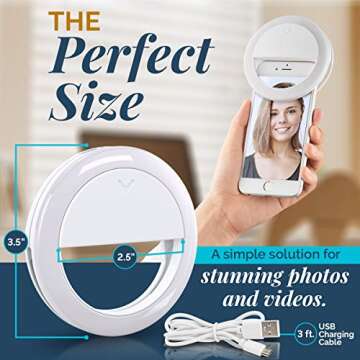 GearLight Selfie Ring Light for Computer or Phone - iPhone Compatible LED Lighting for Laptop Webcam, Video Recording - Rechargeable Circle Clip on Ringlight - Cute Stuff & Room Decor for Teen Girls