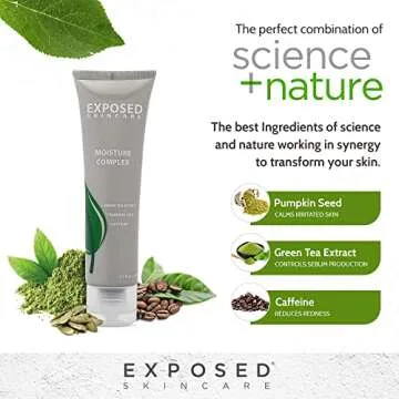 Exposed Skin Care Moisture Complex - Hydrating Vitamin E and Green Tea Extract with Pumpkin Seed & Caffeine, 1.7 fl oz – Retain the Moisture your Skin Needs with Exposed