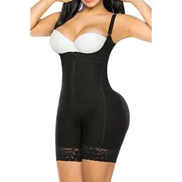 YIANNA Fajas Colombianas Shapewear for Women Tummy Control Postpartum Body Shaper Butt Lifter Compression Garment Bodysuit,YA7212-Black-L