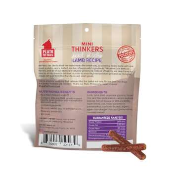 Plato Pet Treats Thinkers - Meat Stick Treats for Dogs - Limited Ingredient Dog Treats with EPA and ...