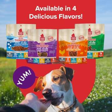 Plato Pet Treats Thinkers - Meat Stick Treats for Dogs - Limited Ingredient Dog Treats with EPA and DHA to Support Skin, Coat, and Brain - Air-Dried Dog Treats - Mini Thinkers Lamb 3oz