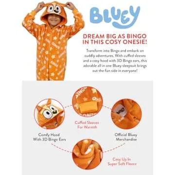 Bluey Bingo Onesie with 3D Ears for Kids