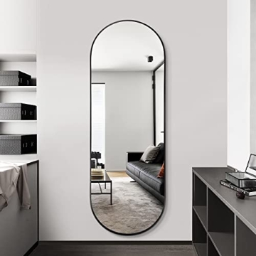 TheiaMo Oval Full Length Mirror, 65"×22" Wall-Mounted Mirror with Metal Frame, Ultra-Clear Explosio...