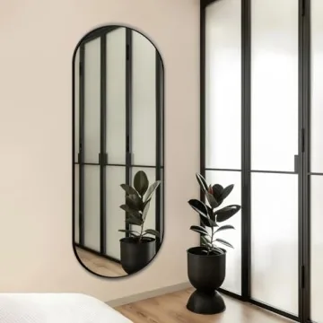 TheiaMo 65" Oval Wall Mirror with Elegant Metal Frame