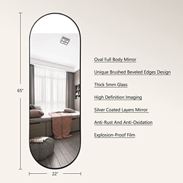 TheiaMo 65" Oval Wall Mirror with Elegant Metal Frame