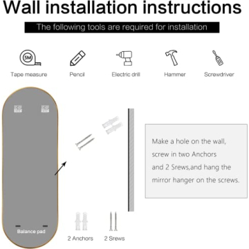 TheiaMo 65" Oval Wall Mirror with Elegant Metal Frame