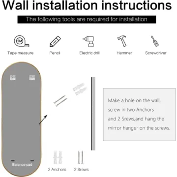 TheiaMo 65" Oval Wall Mirror with Elegant Metal Frame