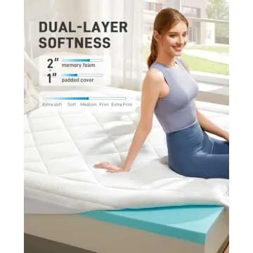PERLECARE 3 Inch Memory Foam Mattress Topper - Enhance Sleep & Comfort
