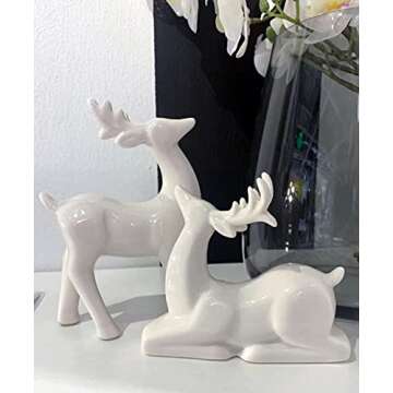 KiaoTime Porcelain Christmas Reindeer Decorations Set