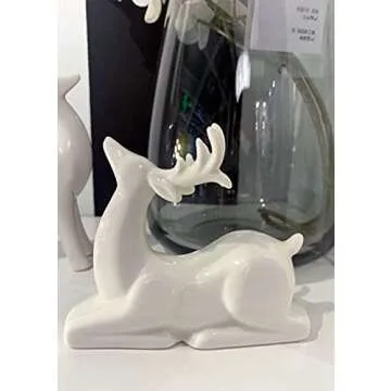 KiaoTime Porcelain Christmas Reindeer Decorations Set