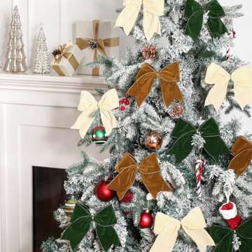 Janinka Christmas Velvet Bows - 12 Pcs Holiday Ornaments