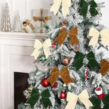 Janinka Christmas Velvet Bows - 12 Pcs Holiday Ornaments