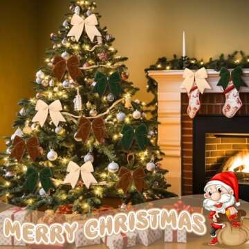 Janinka Christmas Velvet Bows - 12 Pcs Holiday Ornaments