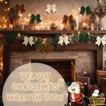 Janinka Christmas Velvet Bows - 12 Pcs Holiday Ornaments