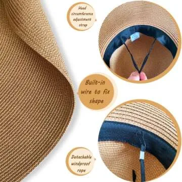 KEYDUACU Oversized Beach hat, Large Wide Brim Sun hat, Soft disc Foldable Beach Sun Protection Travel Straw hat (Oversized-31.5 in, Khaki)
