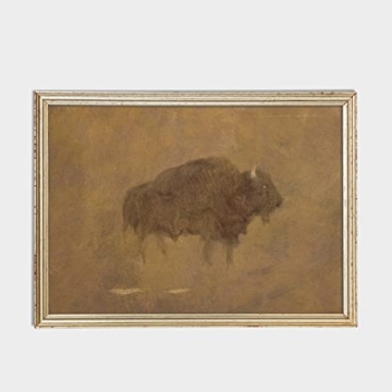 Buffalo Painting Vintage Art for Home Decor