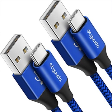 etguuds 6ft USB A to USB C Cable - 3A Fast Charging Cords for iPhone & Samsung - 2-Pack