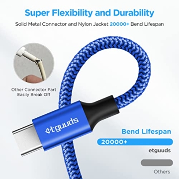 etguuds 6ft USB A to C Cable Fast Charging 2-Pack