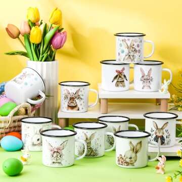 Baderke 12 Set Easter Bunny Mugs - Perfect for Parties