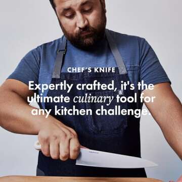 hedley & bennett Chef’s Knife - 8” Japanese Kitchen Knife - Three Layer Stainless Steel, Plain Sharp Edge - Perfect Cooking Gifts for Men and Women - Enoki (White)