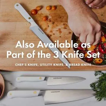 hedley & bennett Chef’s Knife - 8” Japanese Kitchen Knife - Three Layer Stainless Steel, Plain Sharp Edge - Perfect Cooking Gifts for Men and Women - Enoki (White)