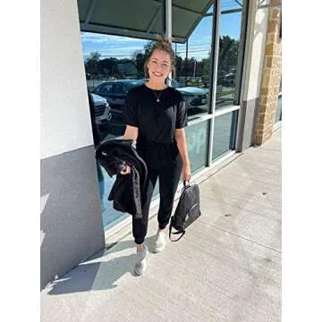 PRETTYGARDEN Women's Two Piece Outfit Short Sleeve Pullover with Drawstring Long Pants Tracksuit Jog...